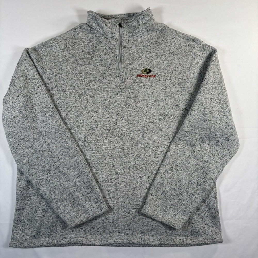 Mossy Oak Weathered Grey Quarter Zip Pullover Men's Size XL Long Sleeve‎ Hunting